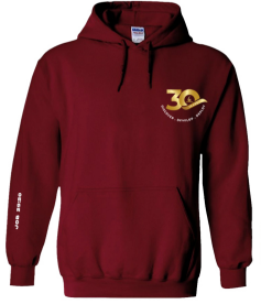 30th Anniversary Burgundy Hoodie (Design 1) (Pre-order)