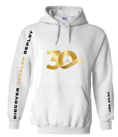 30th Anniversary White Hoodie (Design 2) (Pre-order)