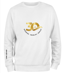 30th Anniversary White Sweat Shirt (Design 3) (Pre-order)
