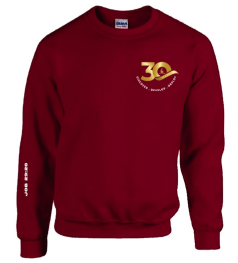 30th Anniversary Burgundy Sweat Shirt  (Design 1) (Pre-order)