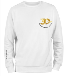 30th Anniversary White Sweat Shirt  (Design 1) (Pre-order)