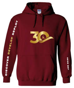 30th Anniversary Burgundy Hoodie (Design 2) (Pre-order)