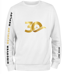 30th Anniversary White Sweat Shirt (Design 2) (Pre-order)