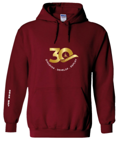 30th Anniversary Burgundy Hoodie (Design 3) (Pre-order)