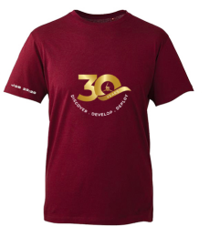 30th Anniversary Burgundy T-Shirt (Design 3) (Pre-order)