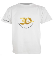 30th Anniversary White T-Shirt (Design 3) (Pre-order)